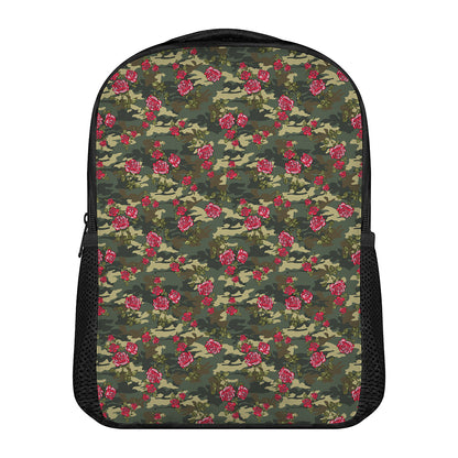 Red Rose Flower Camouflage Print Casual Backpack