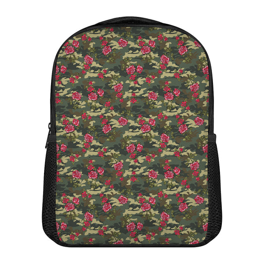 Red Rose Flower Camouflage Print Casual Backpack