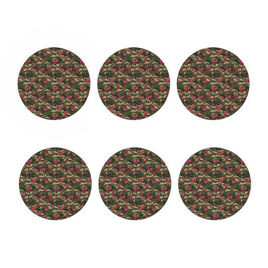 Red Rose Flower Camouflage Print Coaster Set