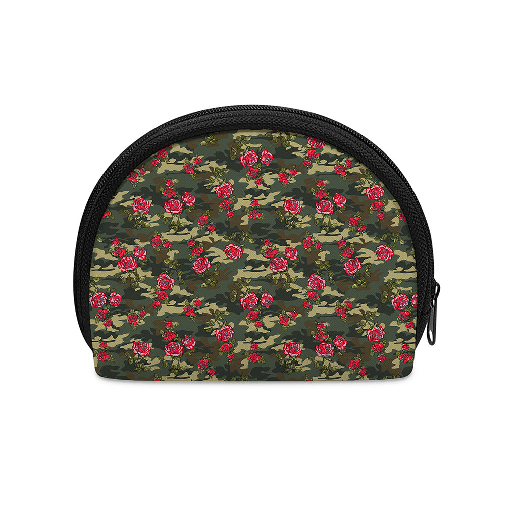 Red Rose Flower Camouflage Print Coin Purse