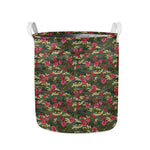 Red Rose Flower Camouflage Print Collapsible Laundry Basket