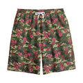 Red Rose Flower Camouflage Print Cotton Shorts