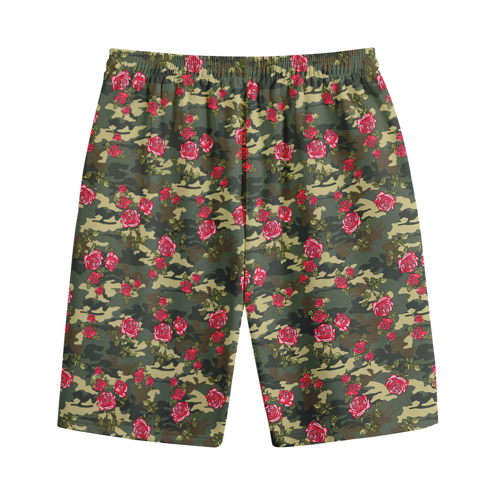 Red Rose Flower Camouflage Print Cotton Shorts