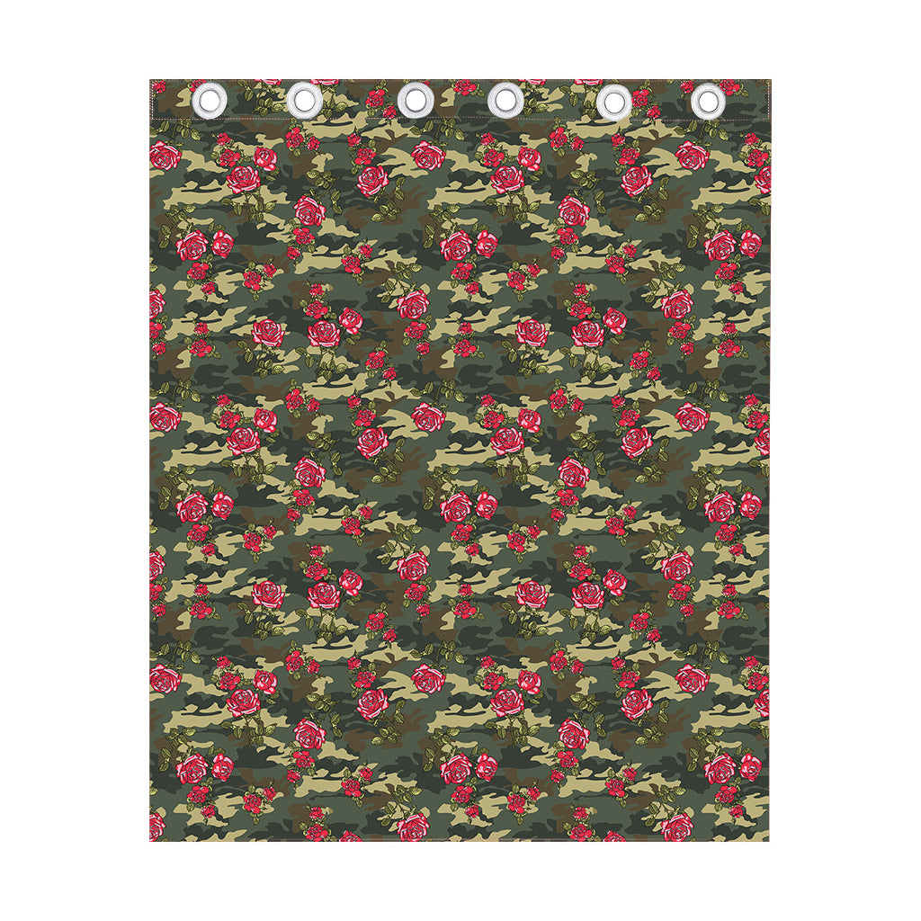 Red Rose Flower Camouflage Print Curtain