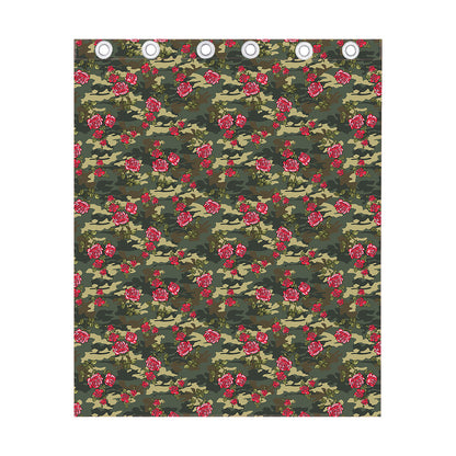Red Rose Flower Camouflage Print Curtain