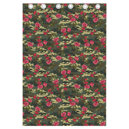 Red Rose Flower Camouflage Print Curtain
