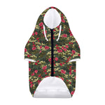 Red Rose Flower Camouflage Print Dog Zip Up Hoodie
