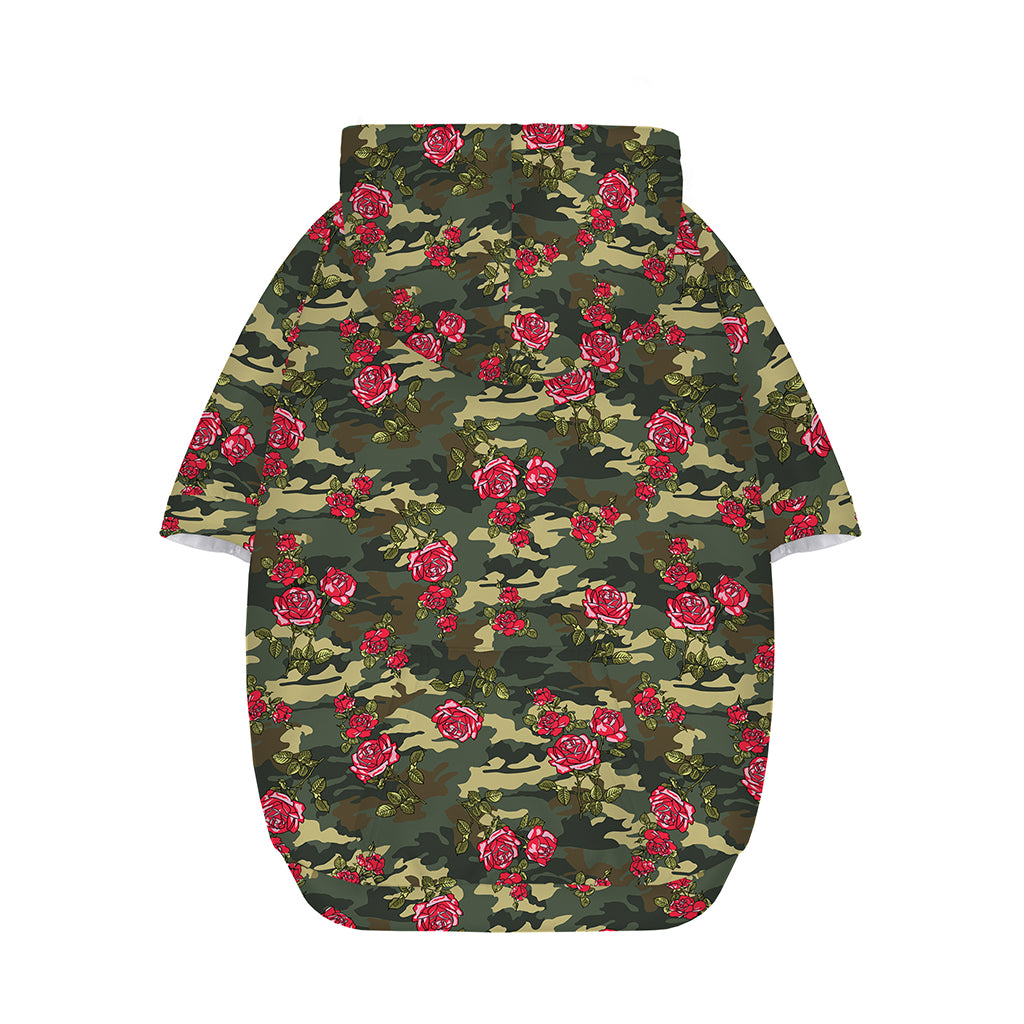 Red Rose Flower Camouflage Print Dog Zip Up Hoodie
