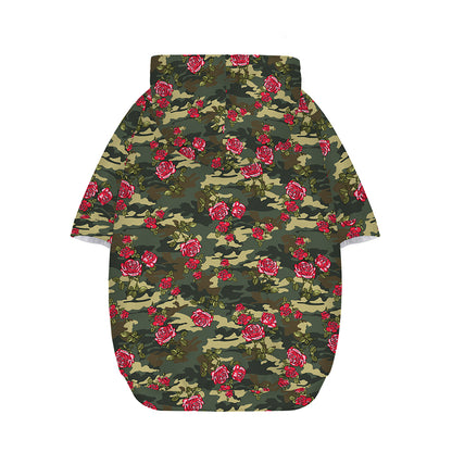 Red Rose Flower Camouflage Print Dog Zip Up Hoodie