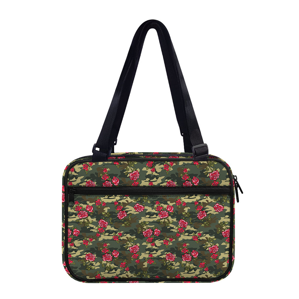Red Rose Flower Camouflage Print Double Strap Bible Bag