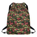 Red Rose Flower Camouflage Print Drawstring Backpack