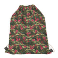 Red Rose Flower Camouflage Print Drawstring Bag