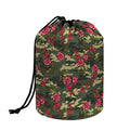 Red Rose Flower Camouflage Print Drawstring Makeup Bag