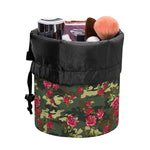 Red Rose Flower Camouflage Print Drawstring Makeup Bag
