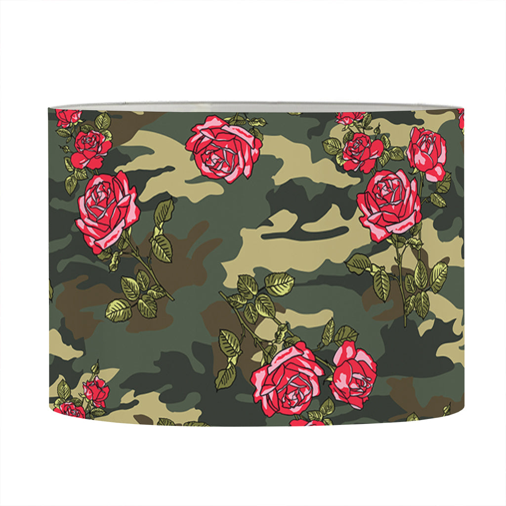 Red Rose Flower Camouflage Print Drum Lamp Shade