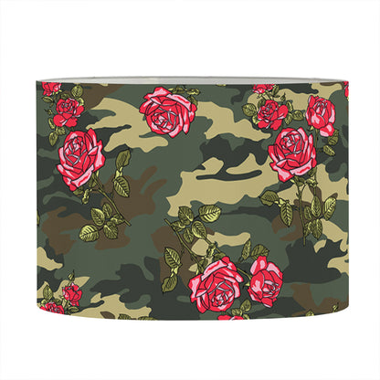 Red Rose Flower Camouflage Print Drum Lamp Shade