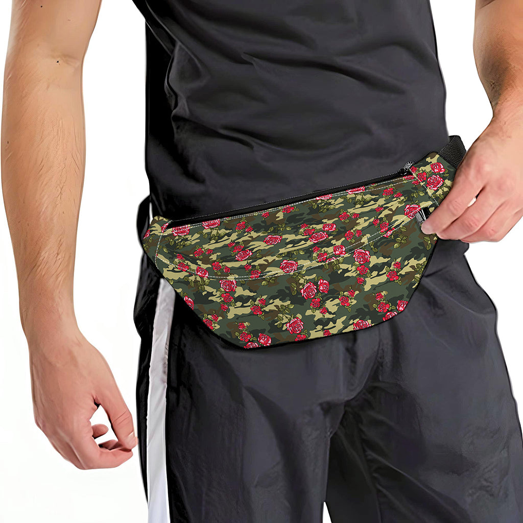 Red Rose Flower Camouflage Print Fanny Pack