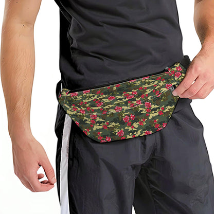 Red Rose Flower Camouflage Print Fanny Pack