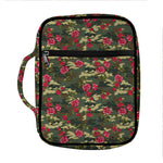 Red Rose Flower Camouflage Print Front Pocket Bible Bag