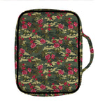 Red Rose Flower Camouflage Print Front Pocket Bible Bag