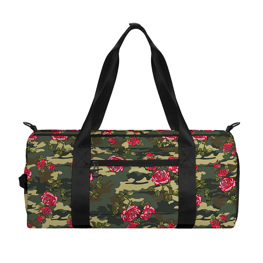 Red Rose Flower Camouflage Print Gym Bag