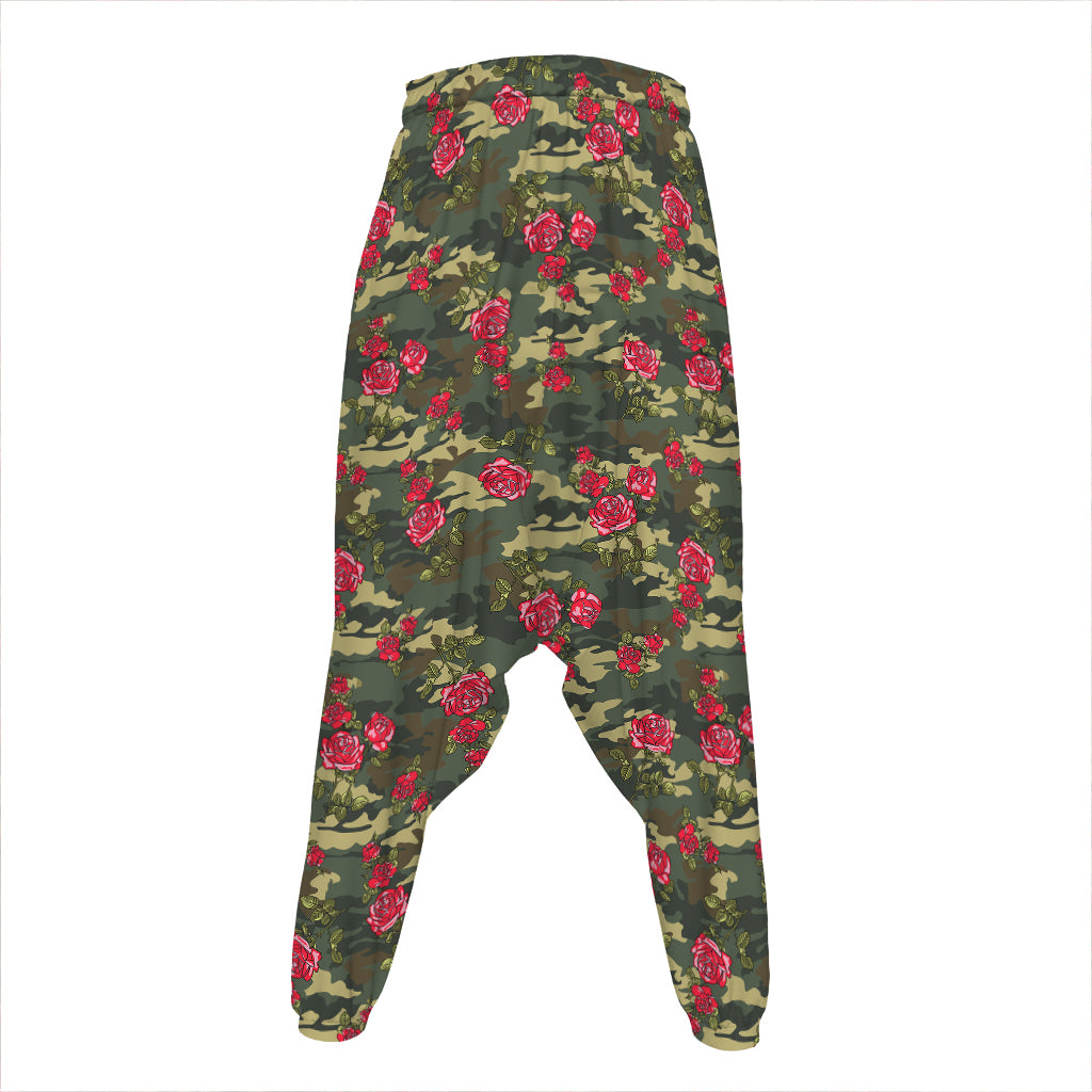 Red Rose Flower Camouflage Print Hammer Pants