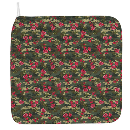 Red Rose Flower Camouflage Print Hand Towel