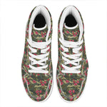 Red Rose Flower Camouflage Print High Top Leather Sneakers