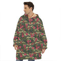 Red Rose Flower Camouflage Print Hoodie Blanket