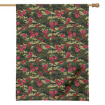 Red Rose Flower Camouflage Print House Flag