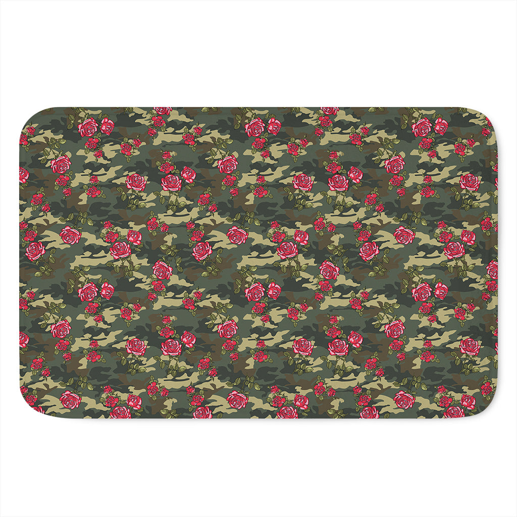 Red Rose Flower Camouflage Print Indoor Door Mat
