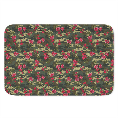 Red Rose Flower Camouflage Print Indoor Door Mat