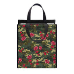 Red Rose Flower Camouflage Print Insulated Lunch Tote
