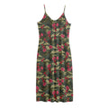 Red Rose Flower Camouflage Print Jersey Midi Cami Dress