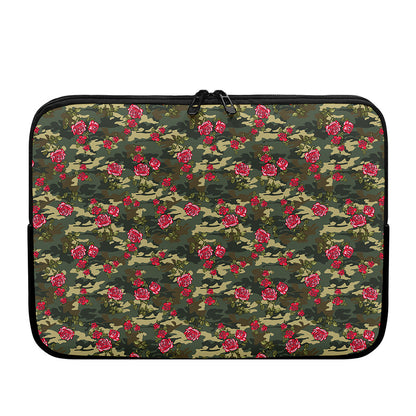 Red Rose Flower Camouflage Print Laptop Sleeve