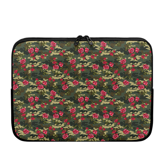 Red Rose Flower Camouflage Print Laptop Sleeve