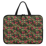 Red Rose Flower Camouflage Print Laptop Sleeve With Handle