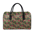 Red Rose Flower Camouflage Print Leather Duffel Bag