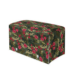 Red Rose Flower Camouflage Print Leather Tissue Box Cover