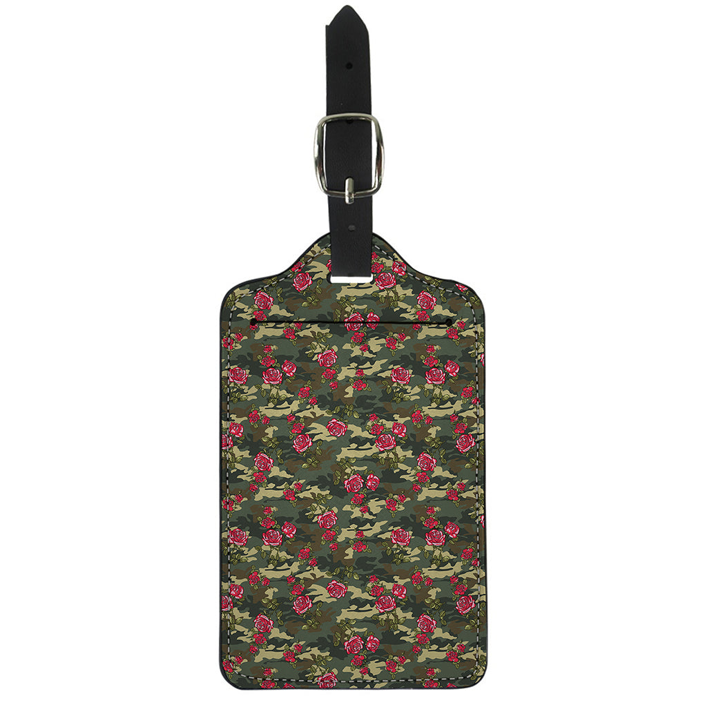Red Rose Flower Camouflage Print Luggage Tag
