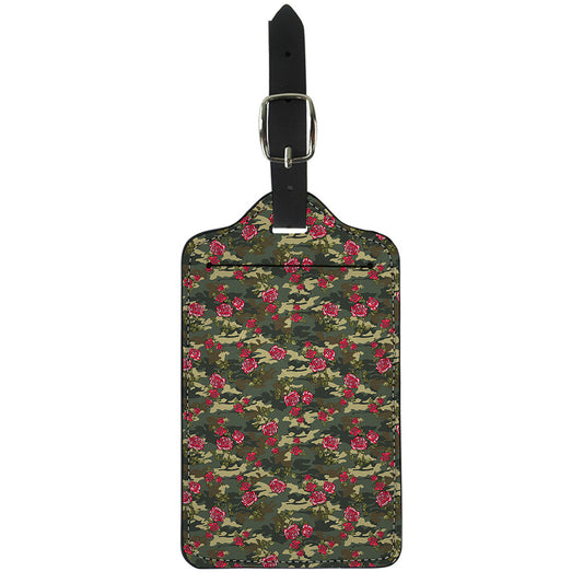 Red Rose Flower Camouflage Print Luggage Tag