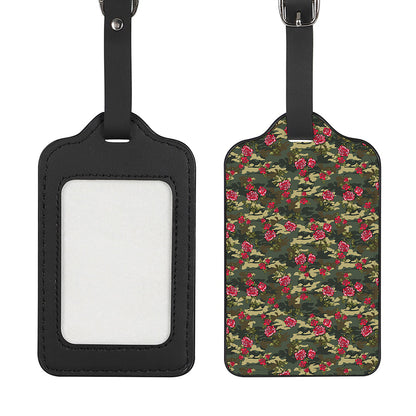 Red Rose Flower Camouflage Print Luggage Tag