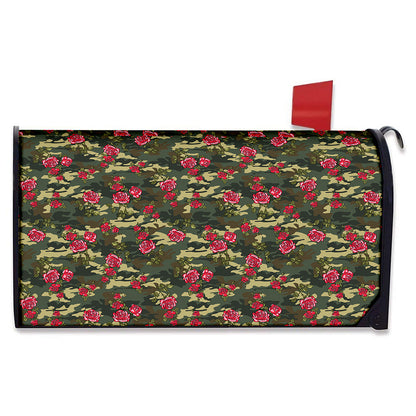 Red Rose Flower Camouflage Print Mailbox Cover
