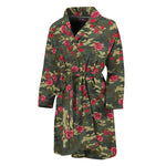 Red Rose Flower Camouflage Print Men's Bathrobe