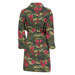 Red Rose Flower Camouflage Print Men's Bathrobe