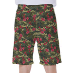 Red Rose Flower Camouflage Print Men's Beach Shorts