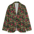 Red Rose Flower Camouflage Print Men's Blazer