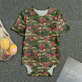 Red Rose Flower Camouflage Print Men's Bodysuit