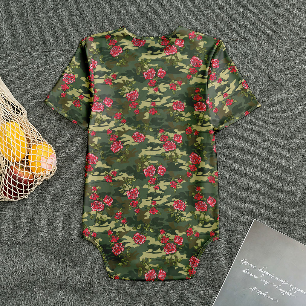 Red Rose Flower Camouflage Print Men's Bodysuit