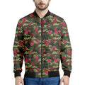Red Rose Flower Camouflage Print Men's Bomber Jacket